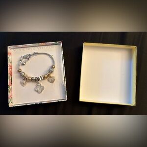 Women’s Adrienne Vittadini silver tone and gold tone Charm Bracelet NIB